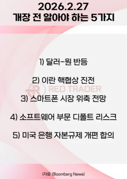 오늘 개장 전 꼭 알아야 할 5가지 26년 2월27일 Bloomberg