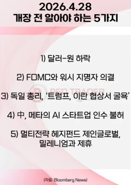 오늘 개장 전 꼭 알아야 할 5가지 26년 4월28일 Bloomberg