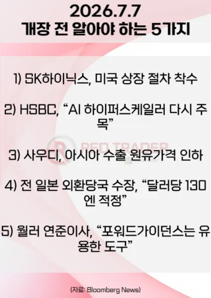 오늘 개장 전 꼭 알아야 할 5가지 26년 7월 7일 Bloomberg