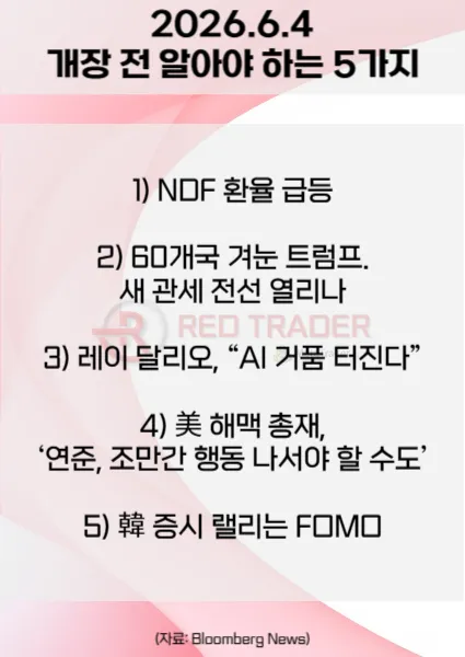오늘 개장 전 꼭 알아야 할 5가지 26년 6월 4일 Bloomberg
