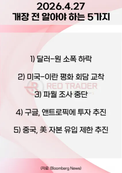 오늘 개장 전 꼭 알아야 할 5가지 26년 4월27일 Bloomberg