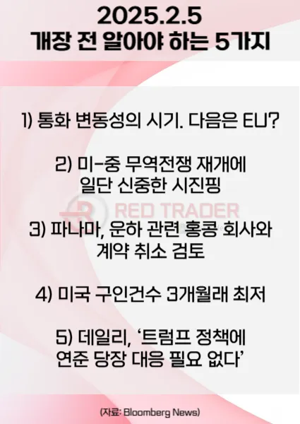 오늘 개장 전 꼭 알아야 할 5가지 2월5일 Bloomberg