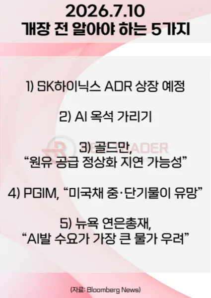 오늘 개장 전 꼭 알아야 할 5가지 26년 7월 10일 Bloomberg